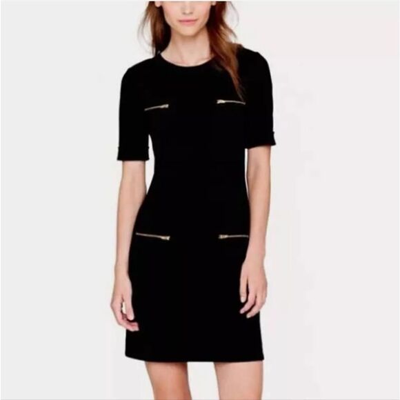 J. Crew Gold and Black Mini Sheath Dress with Cuffed Sleeves for Cocktail SZ 6 - Picture 1 of 10